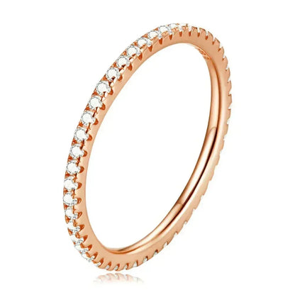 925 Sterling Silver Cz Simulated Diamond Stackable Ring Platinum Plated Eternity Bands For Women