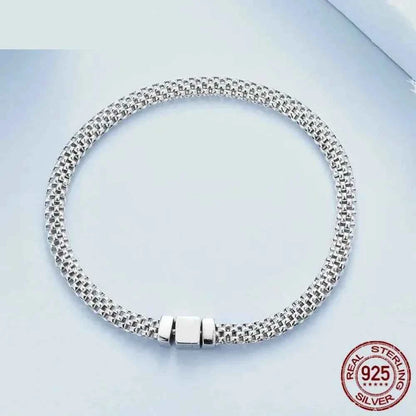 Sterling Silver Braided Square Buckle Bracelet