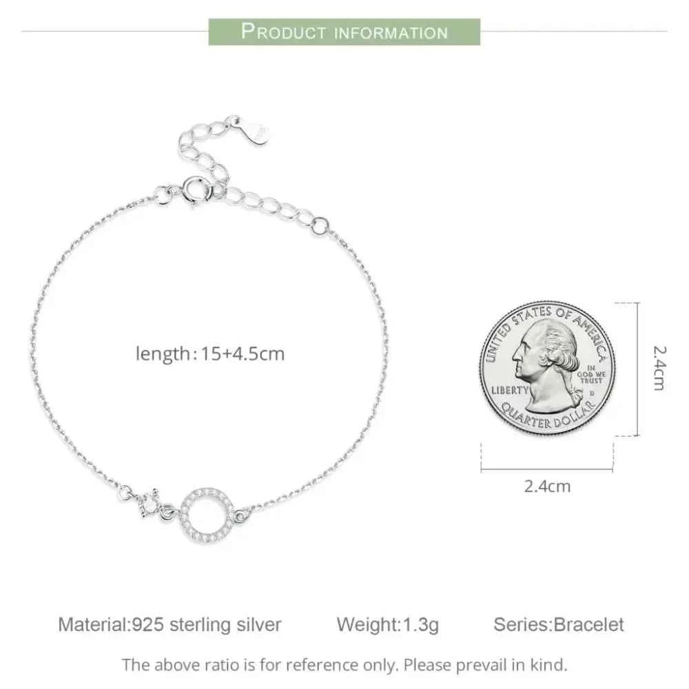 925 Sterling Silver Ring Chain Bracelet