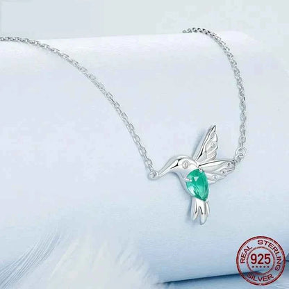 Elegant Sterling Silver Hummingbird Pendant Necklace
