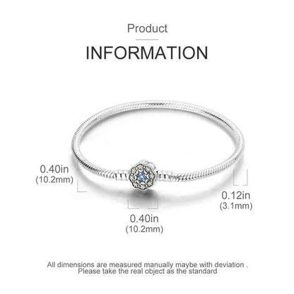 Sterling Silver Snowflake Clasp Bracelet with CZ
