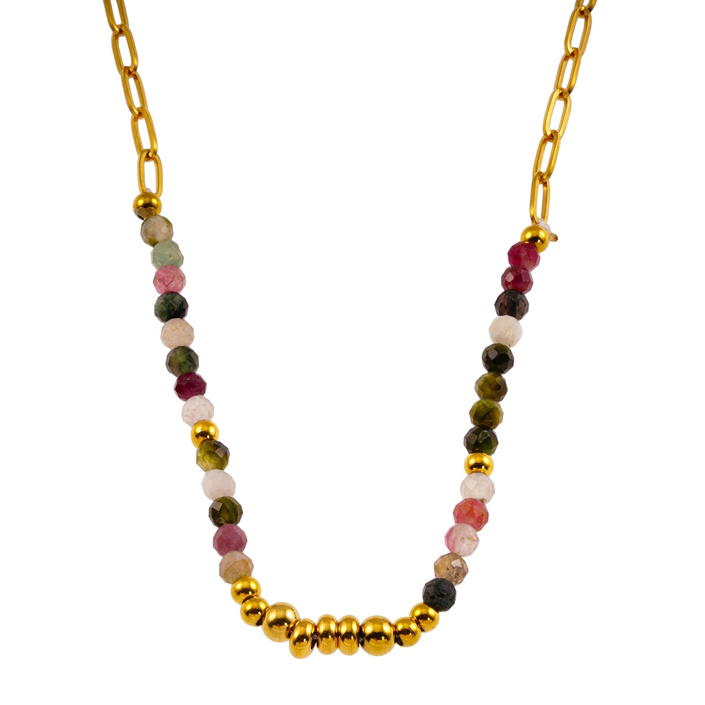 SEHAR Gold: Mixed Stone & Gold Beaded Necklace