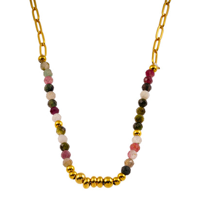 SEHAR Gold: Mixed Stone & Gold Beaded Necklace