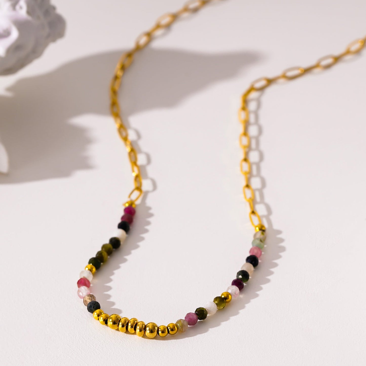 SEHAR Gold: Mixed Stone & Gold Beaded Necklace