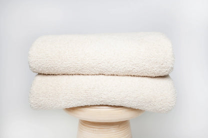 Cream Solid Double Layered Print Extended Throw