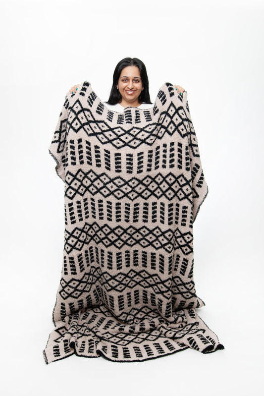 Tap Shoe & Rainy Day Diamond Point Print Extended Throw