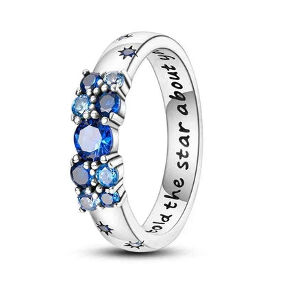 925 Sterling Silver Blue Celestial Cluster Ring