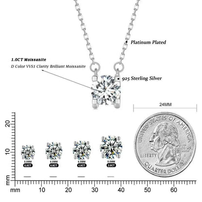 Radiant 1ct Moissanite Sterling Silver Pendant Necklace