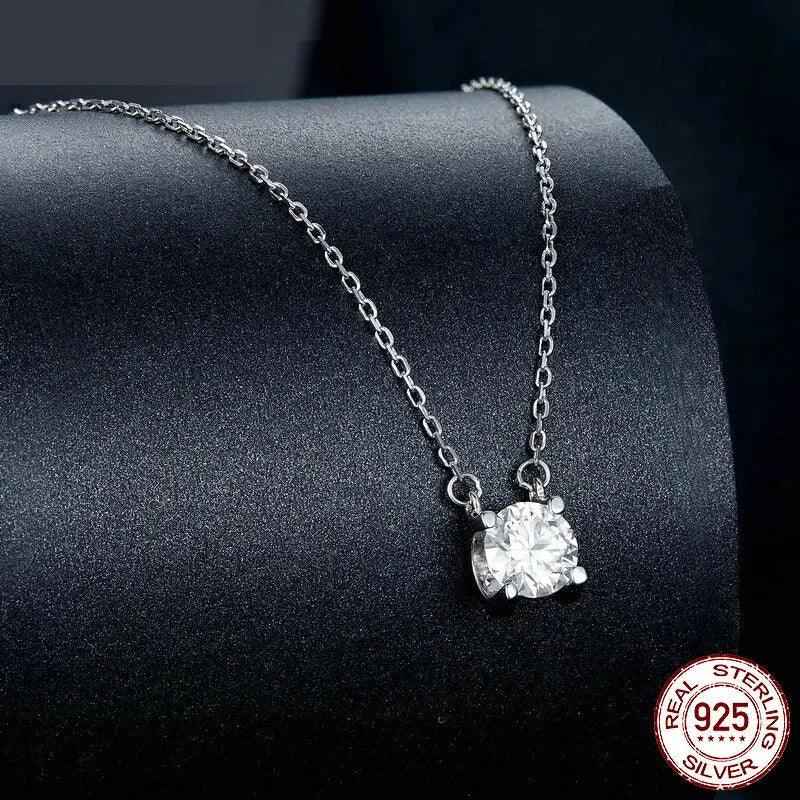 Radiant 1ct Moissanite Sterling Silver Pendant Necklace