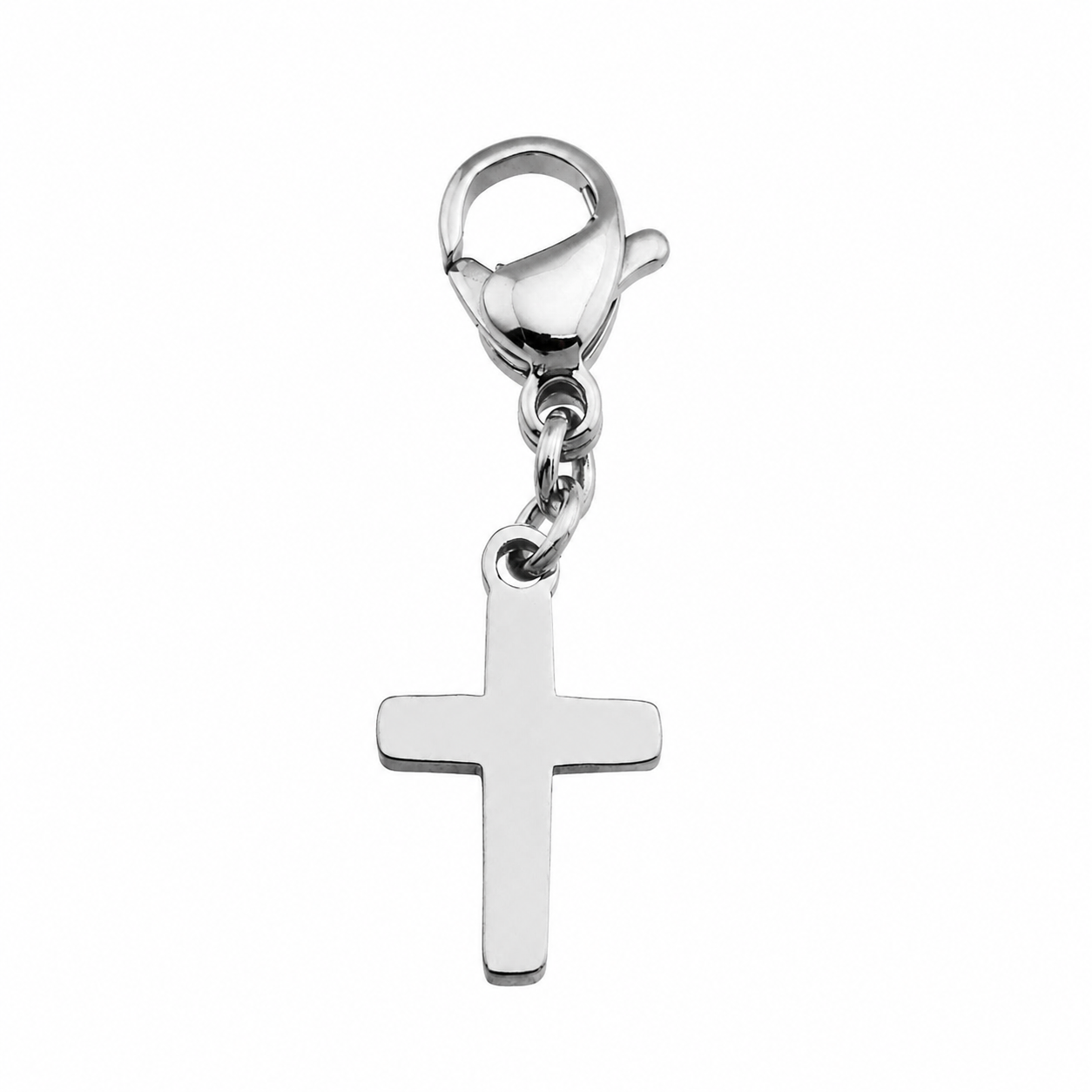 CROSS Charm Silver (White Gold): Minimalist Faith Charm for Necklaces & Bracelets