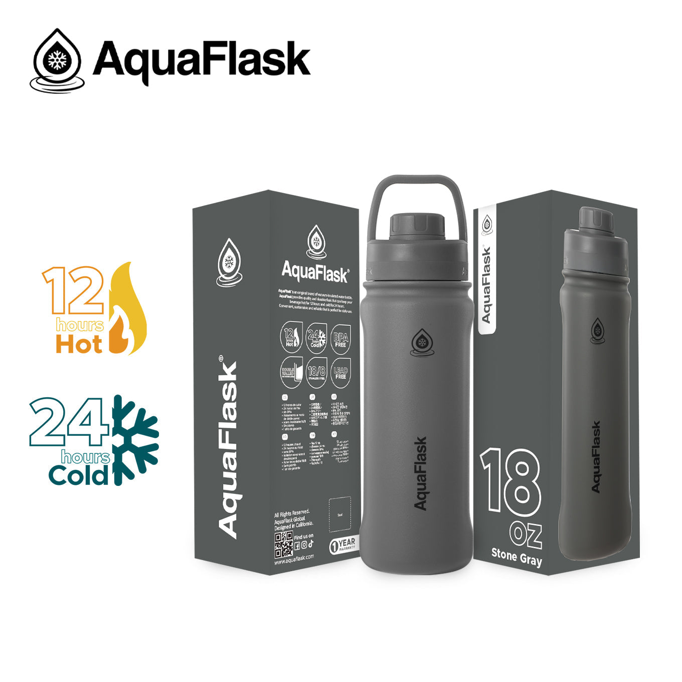 AquaFlask Original Vakuumisolierte Wasserflaschen 530ml (18oz)