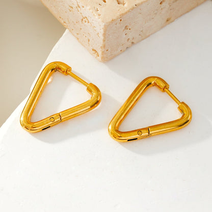TRILO Gold: Modern Triangle Hoop Earrings - A Bold Twist on Classic Elegance
