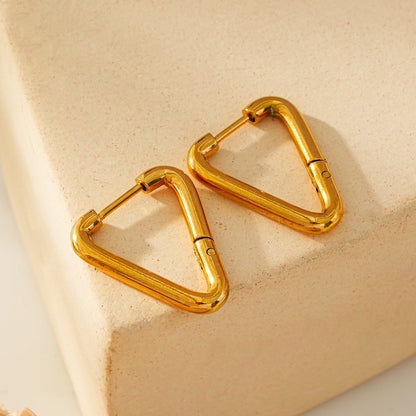 TRILO Gold: Modern Triangle Hoop Earrings - A Bold Twist on Classic Elegance