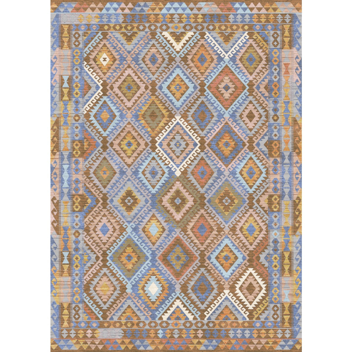Assania Blue Brown Multi Teppich