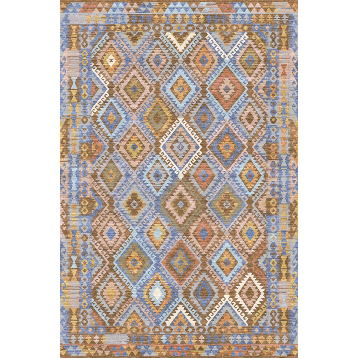Assania Blue Brown Multi Teppich
