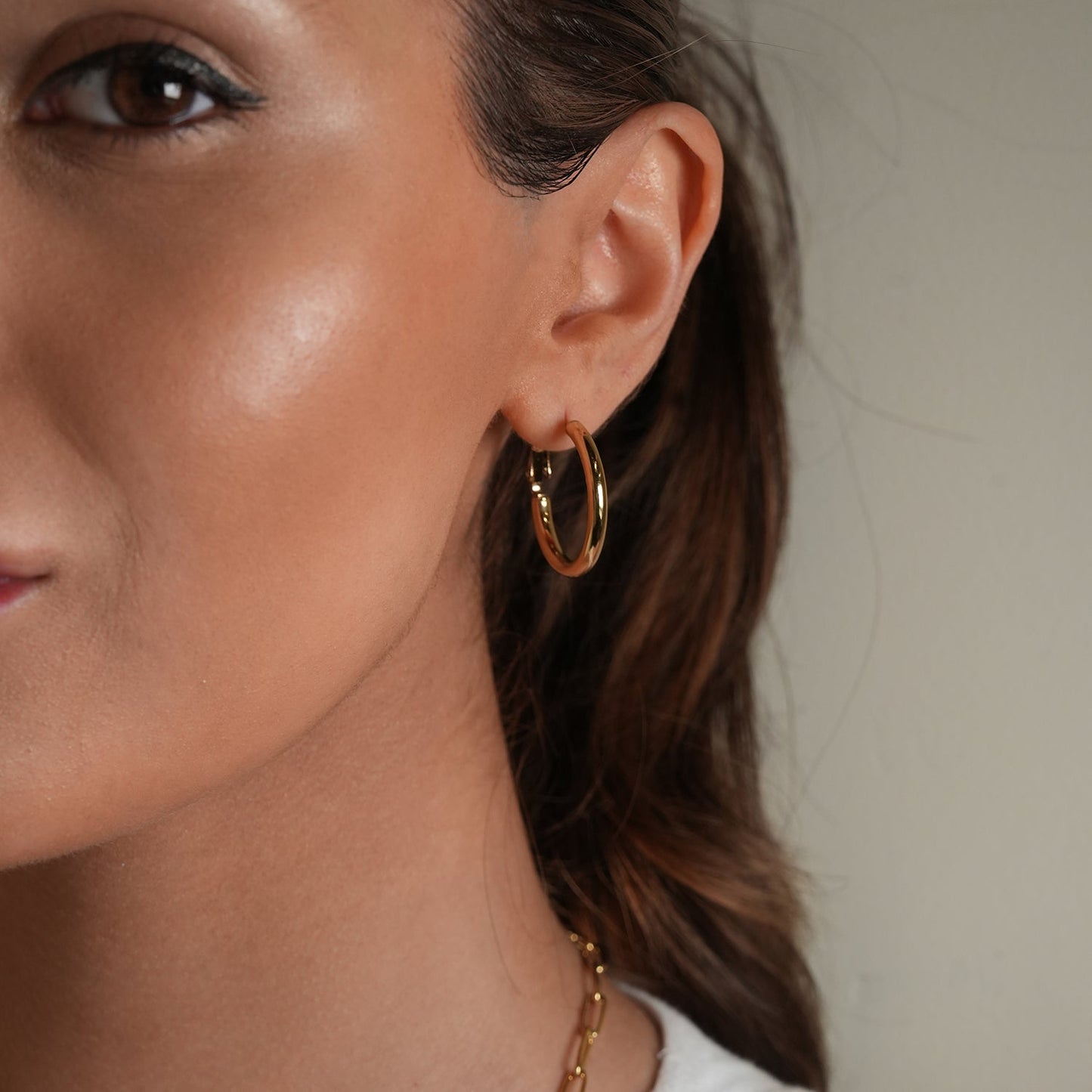 YOSHIKO Gold: Mid-Width Essential Hoop Earrings (Available in 6 Sizes: 2cm - 6cm)