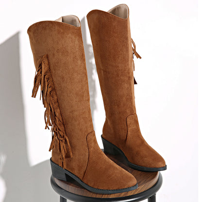 Women's Tassel Thigh High Boots – Suede Pointed Toe Fashion Boots