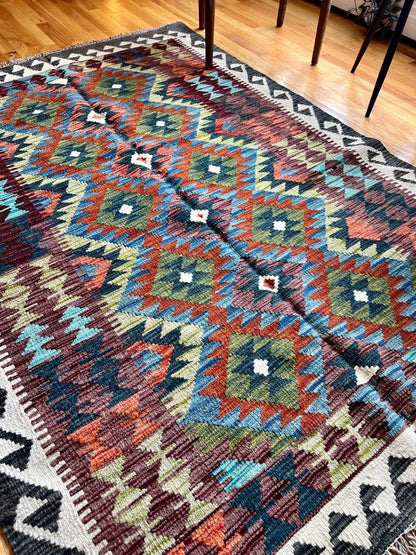 Afghan Maimana Kelim Teppich | 196 cm x 137 cm
