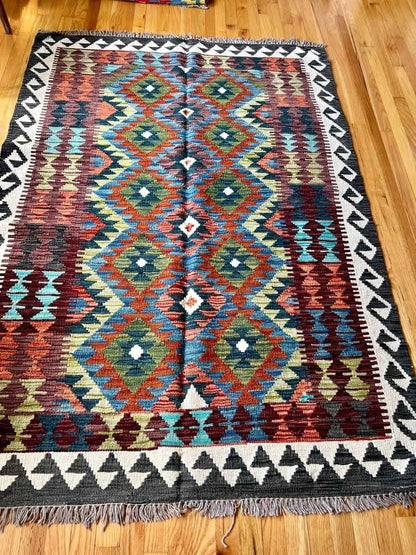 Afghan Maimana Kilim Rug | 6' 5" x 4' 6"