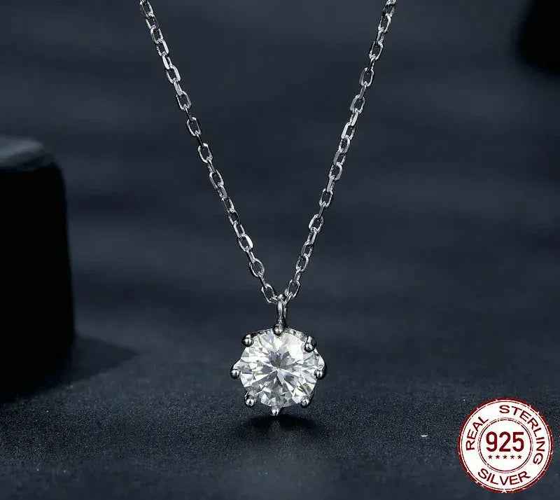 Dazzling 0.8ct Moissanite Sterling Silver Pendant Necklace