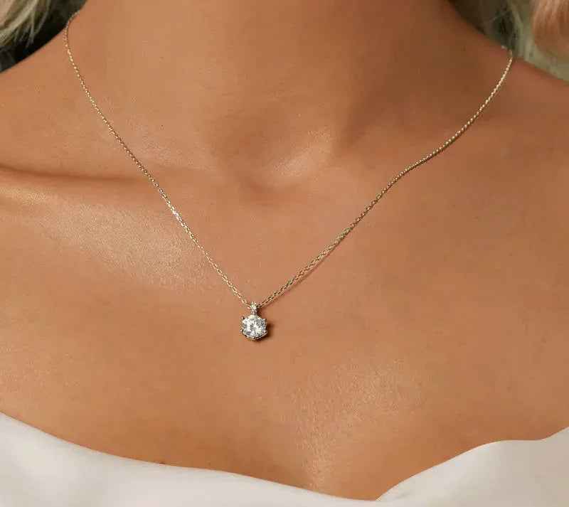 Glamorous Gem 1ct Moissanite Sterling Silver Pendant Necklace