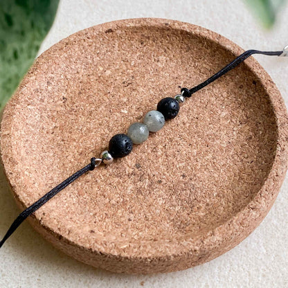 Bracelet minimaliste homme en pierre de lave | DOUX SOUVENIR