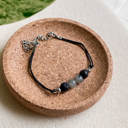 Bracelet minimaliste homme en pierre de lave | DOUX SOUVENIR