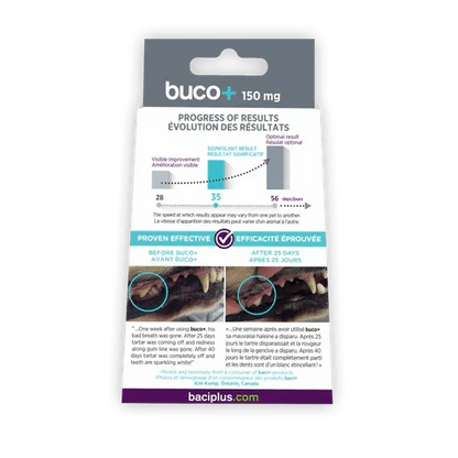 Buco+ 150mg – Soins Dentaires Naturels pour Chiens et Chats +15KG