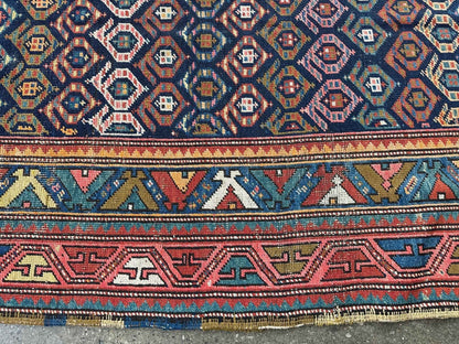 Caucasian Kazak Runner Rug | 4' 4" x 13' 9"