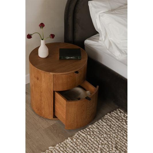Colin Two-Drawer Nightstand in Natural Wood