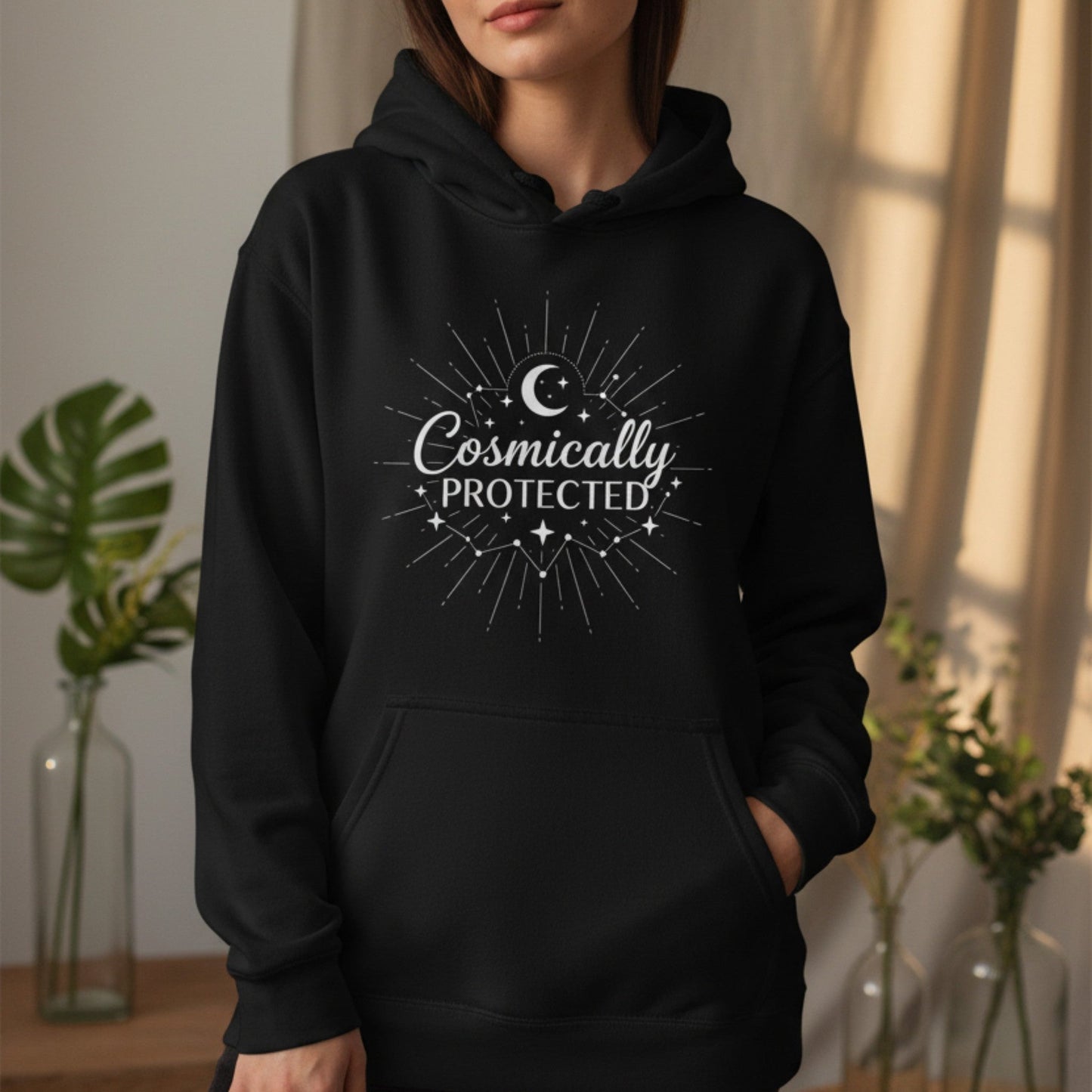 Cosmically Protected Hoodie | Celestial Pullover for Women | Spiritual Gift