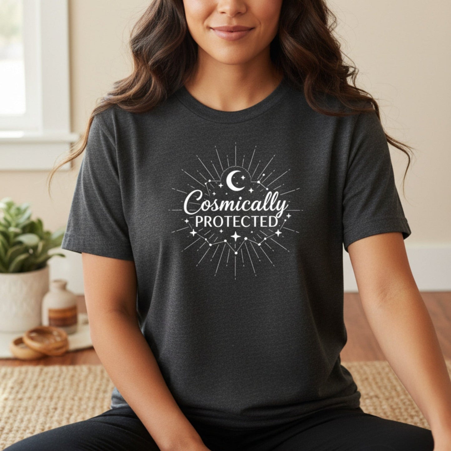 Cosmically Protected T-Shirt | Celestial Graphic Tee for Women | Spiritual Gift