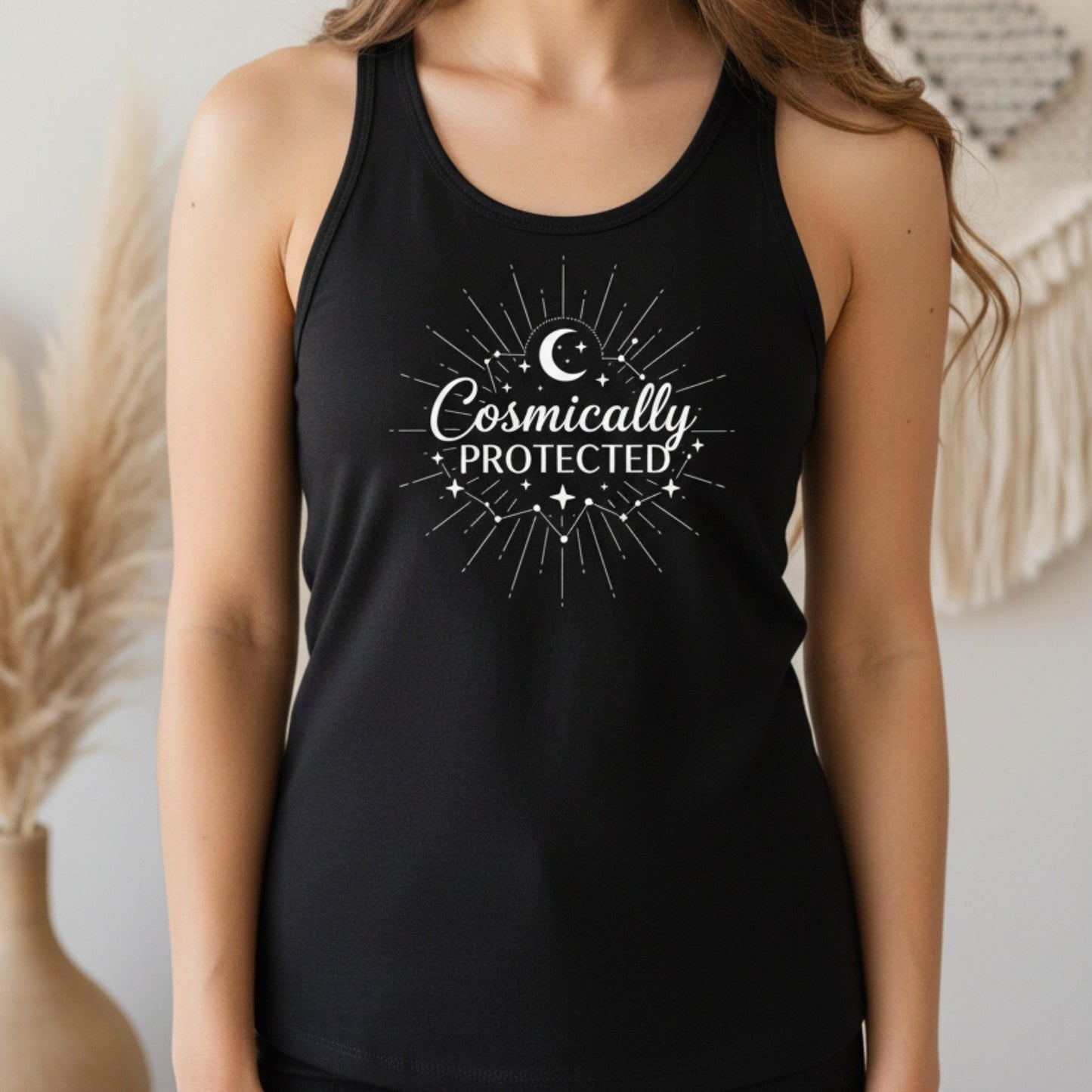 Cosmically Protected Tank Top | Celestial Racerback for Women | Spiritual Gift