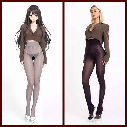 20D Crotchless High Waist Pantyhose Nylon Tights