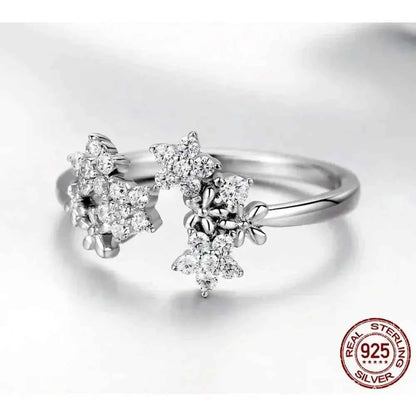 Dazzling Starry Night: 925 Silver Necklace & Ring Set With Cubic Zirconia
