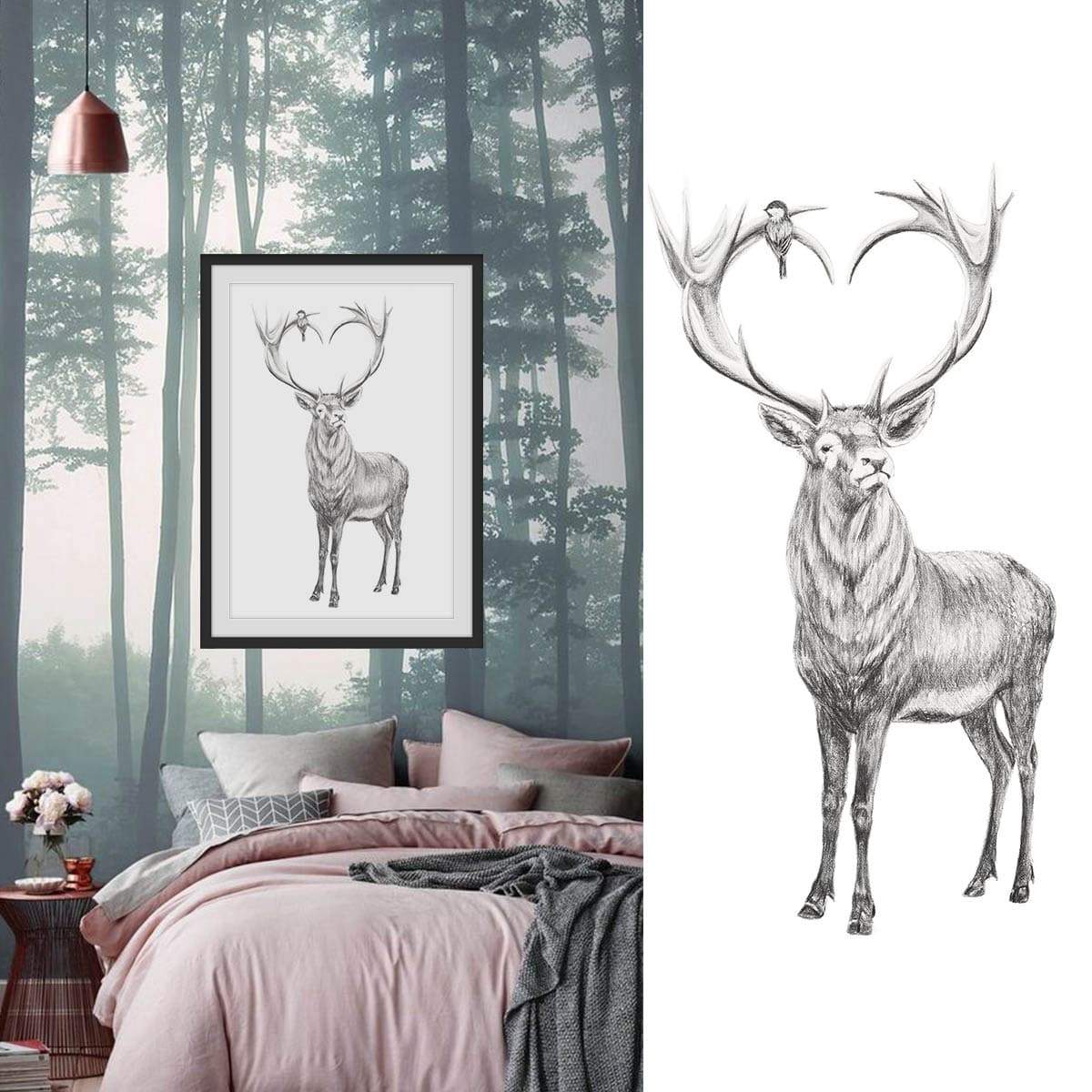 Hirsch mit herzförmigem Geweih - Illustration