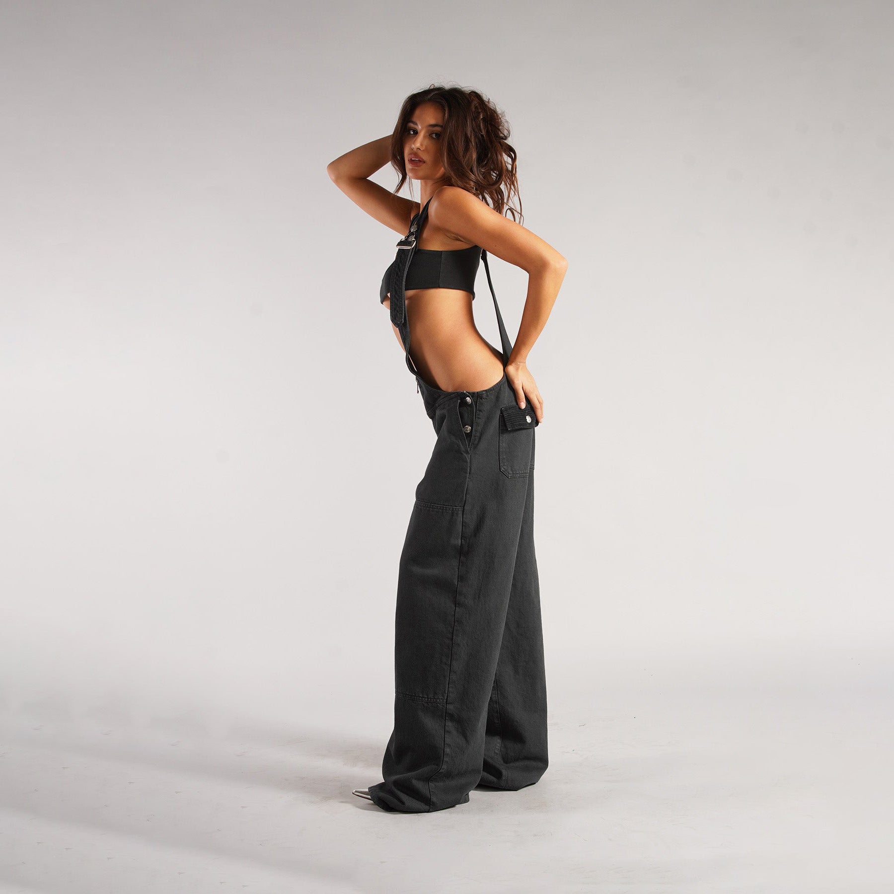 Women's Loose Fit Denim Jumpsuit – Y2K Wide Leg Suspender Overalls