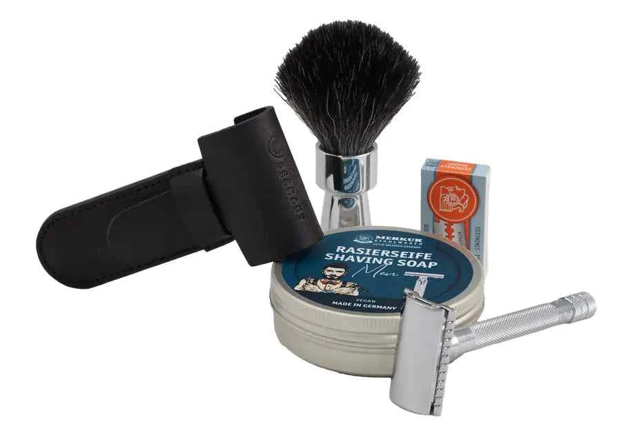 The Merkur Heritage Collection – Complete 5-Piece Wet Shaving Set with Platinum Blades
