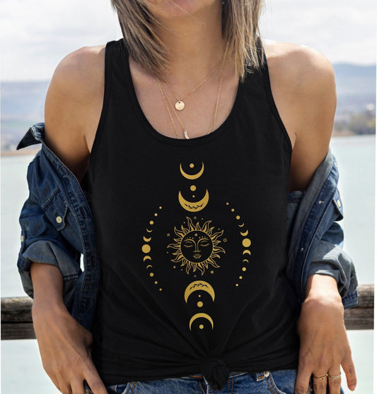 Gold Sun and Moon Phases Tank Top