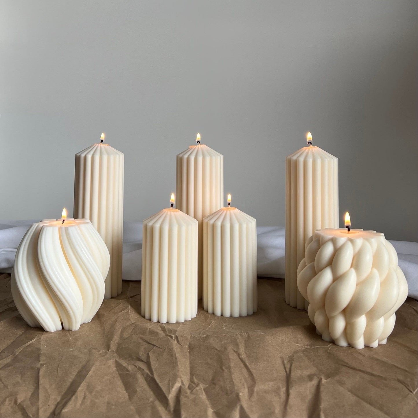 Large Knitted Soy Candle: Twisted Rope Coffee Table Decor