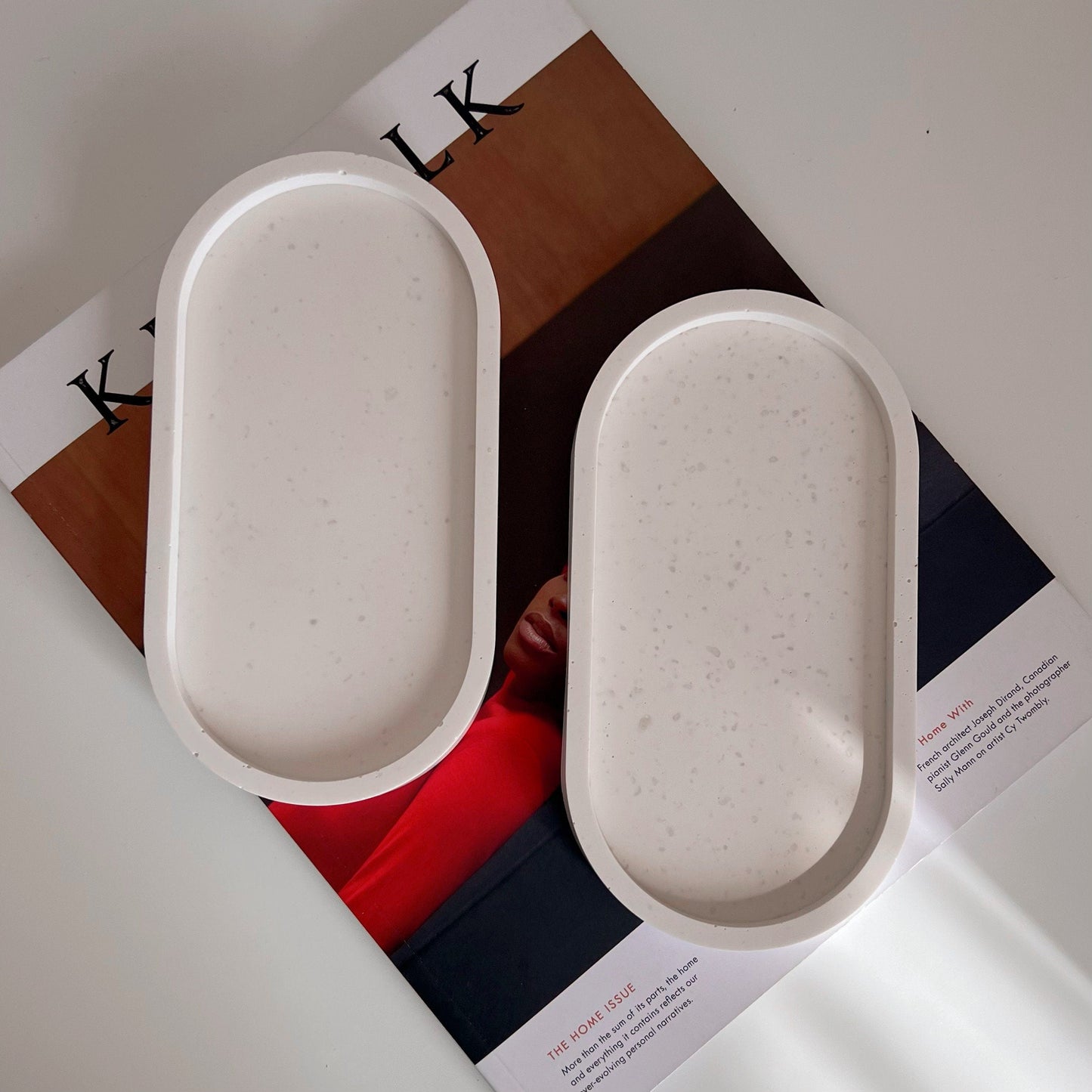 Handmade Jesmonite Oval Trinket Tray: Scandi Home Decor