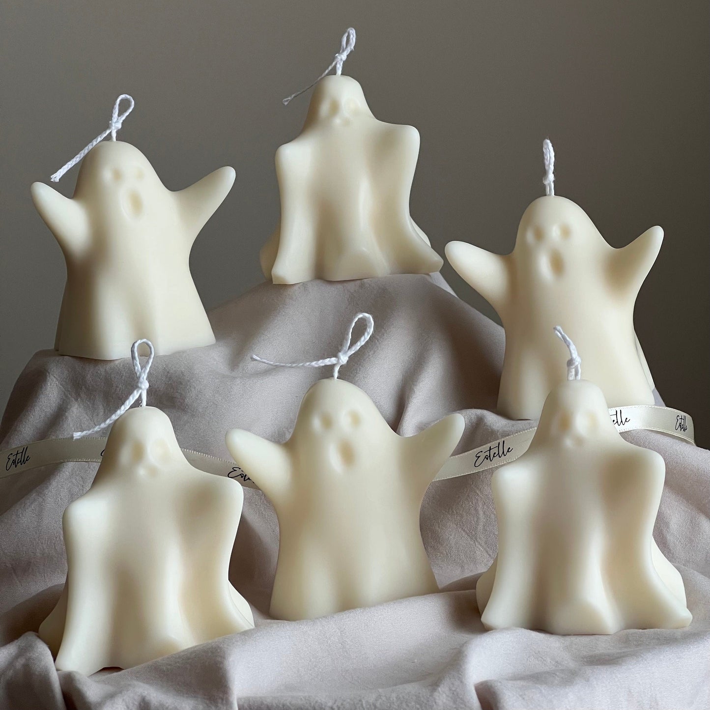 Handmade Halloween Ghost Candle: Sculptural Soy Wax Decor