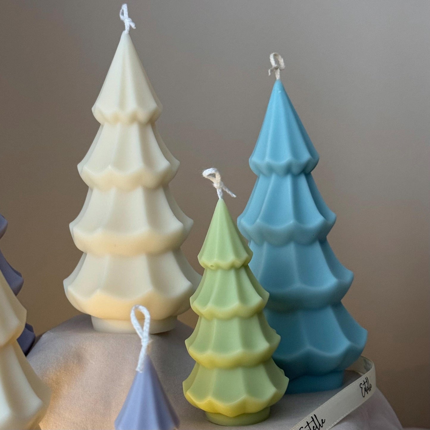 Handmade Ribbed Christmas Tree Candle: Soy Wax Holiday Decor