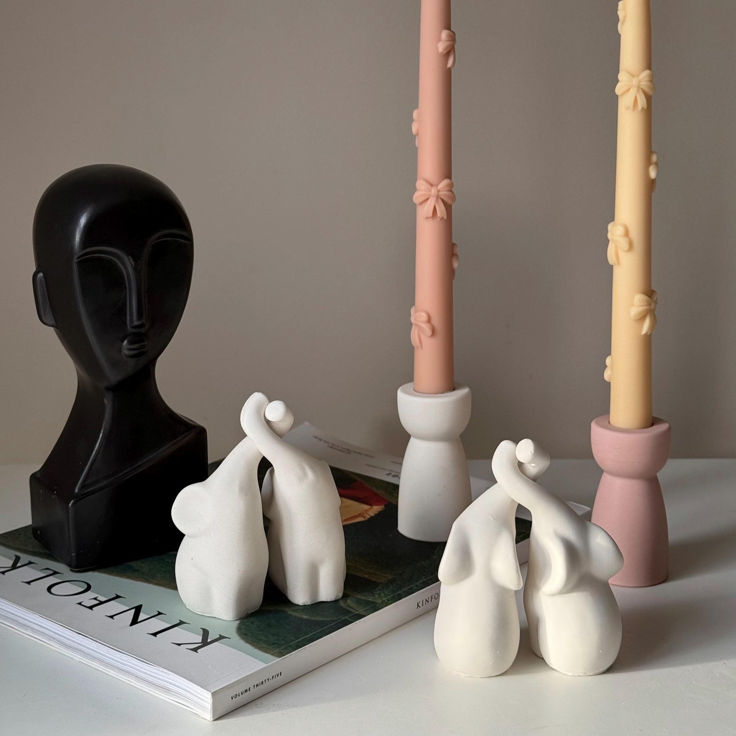 Handmade Jesmonite Elephant Couple | Stone Animal Decor
