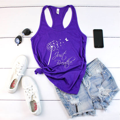 Just Breathe Butterfly Dandelion Tank Top