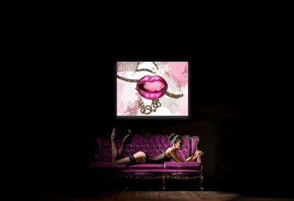 Canvas Wall Art-Pink Lips Overlay-Printed Artwork