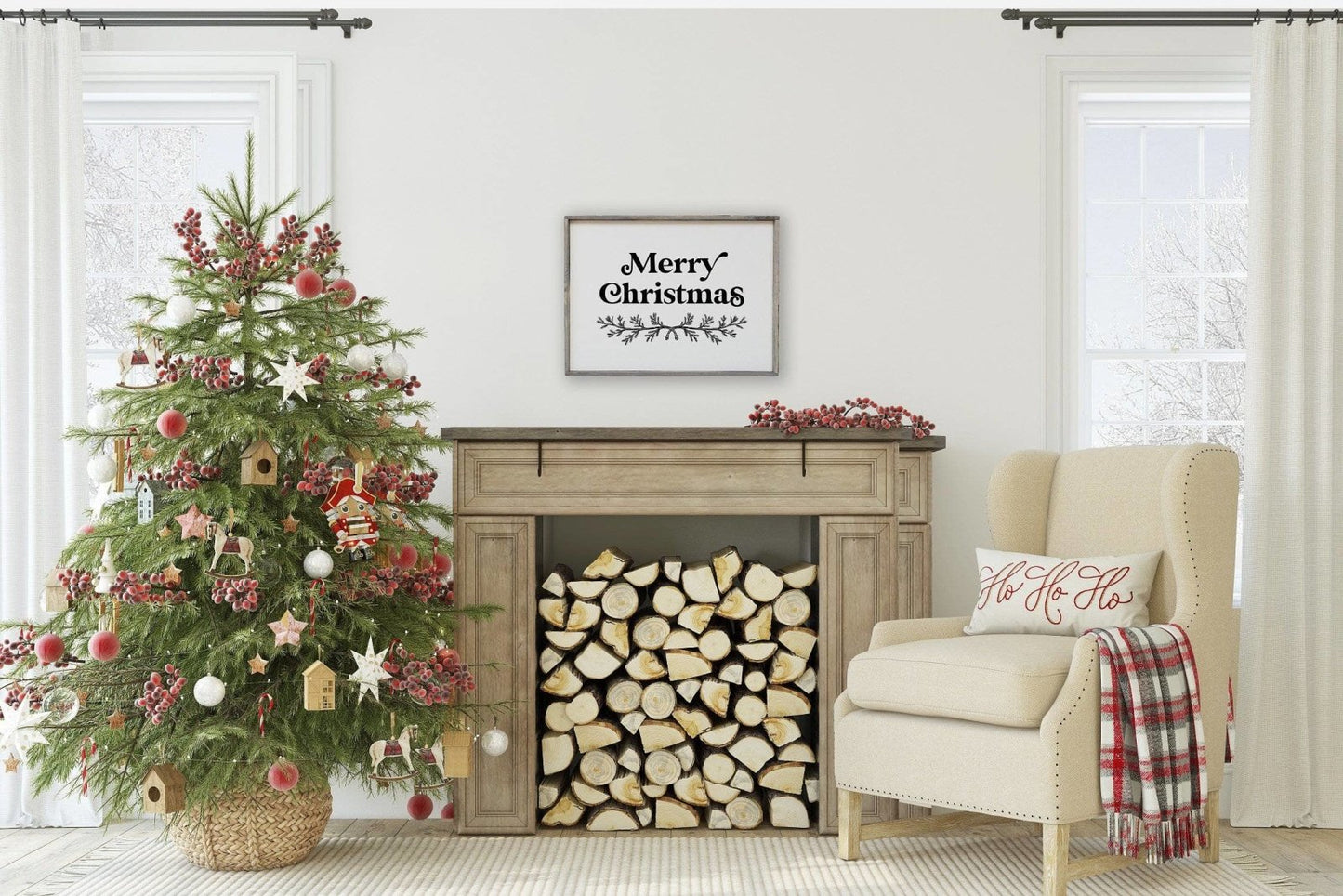 Merry Christmas Large Wood Sign