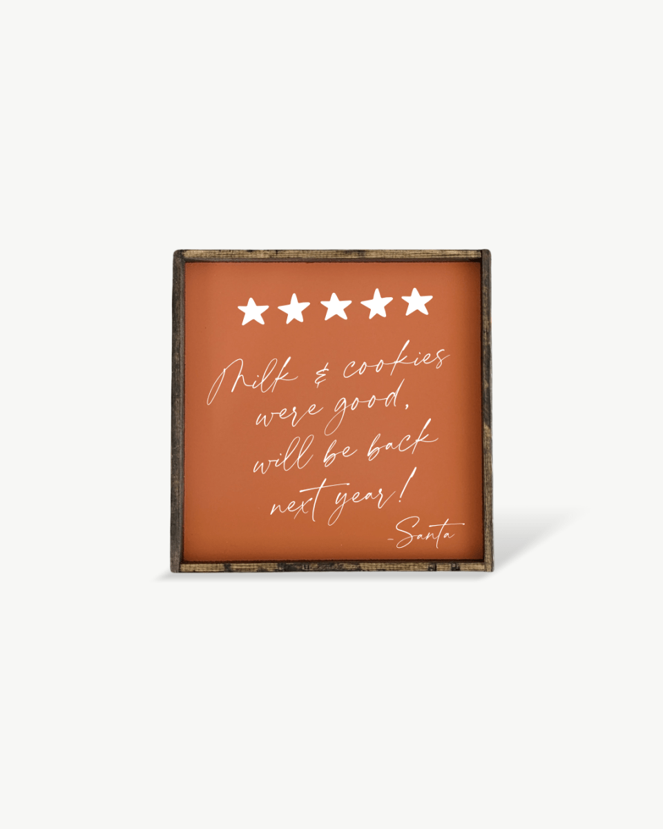 Milk & Cookies Santa Review - Framed Christmas Print