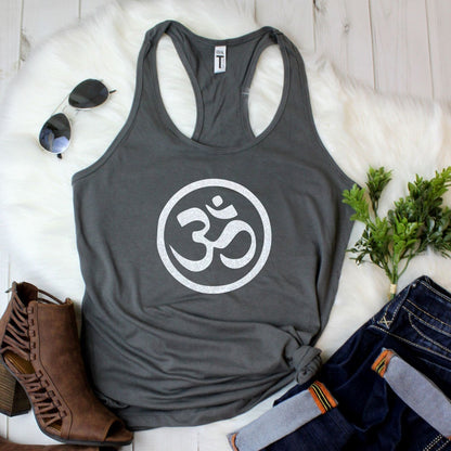 Om Symbol Tank Top | Women's Glitter Yoga Spiritual Shirt