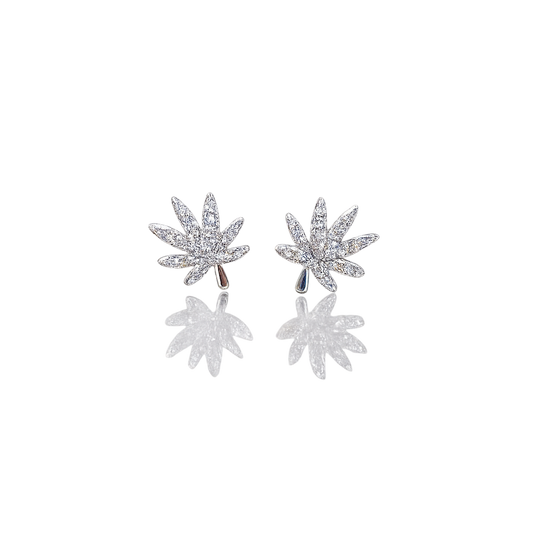 SILVER CANNABIS LEAF EARRING